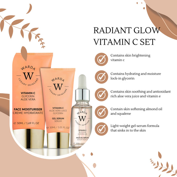 SKIN GLOW BOOST VITAMIN C MOISTURISER 50m + VITAMIN C GLOW BOOST OIL-SERUM 30ml + SKIN GLOW BOOST VITAMIN C GEL SERUM 30ml
