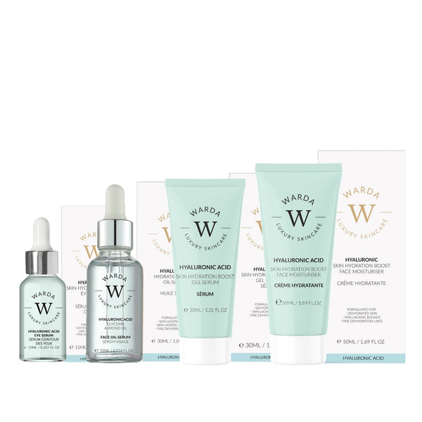 SKIN HYDRATION BOOST HYALURONIC ACID MOISTURISER 50ml + SKIN HYDRATION BOOST HYALURONIC ACID EYE SERUM 15ml + SKIN HYDRATION BOOST HYALURONIC ACID GEL SERUM 30ml + HYALURONIC ACID HYDRATION BOOST OIL SERUM 30ml