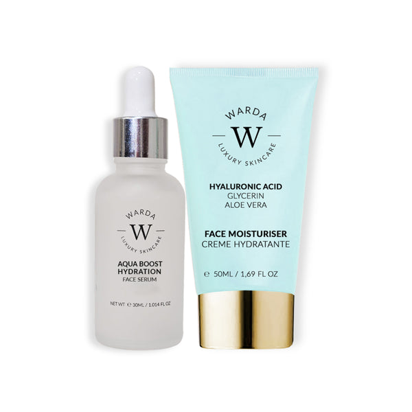 Aqua boost Hydration face serum 30ml + SKIN HYDRATION BOOST HYALURONIC ACID MOISTURISER 50ml
