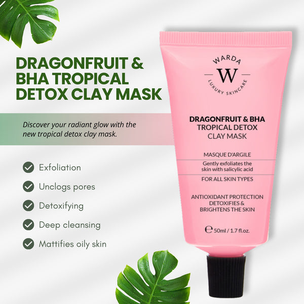 DRAGONFRUIT & BHA TROPICAL DETOX CLAY MASK 50ml – wardaskincare