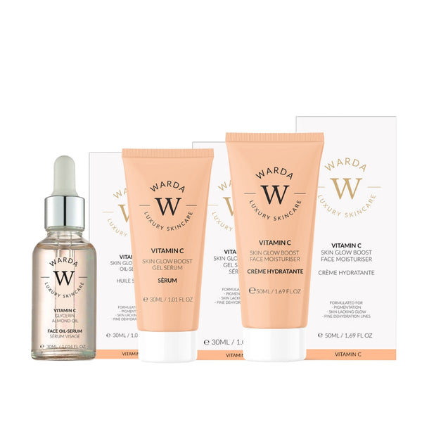 SKIN GLOW BOOST VITAMIN C MOISTURISER 50m + VITAMIN C GLOW BOOST OIL-SERUM 30ml + SKIN GLOW BOOST VITAMIN C GEL SERUM 30ml