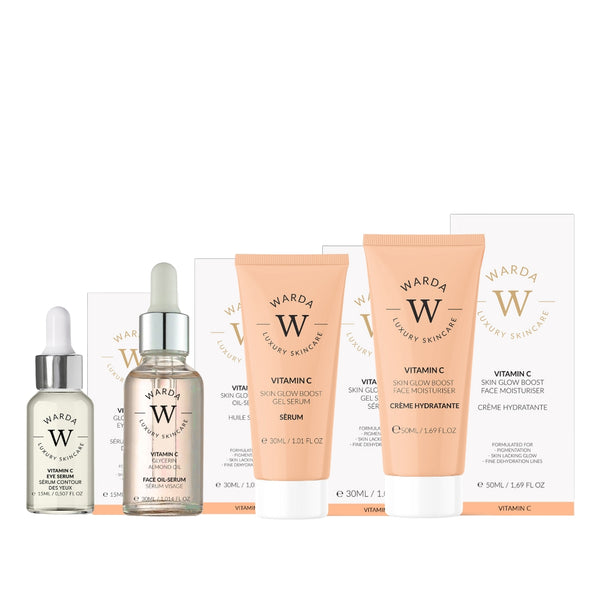 SKIN GLOW BOOST VITAMIN C MOISTURISER 50m + VITAMIN C GLOW BOOST OIL-SERUM 30ml + SKIN GLOW BOOST VITAMIN C GEL SERUM 30ml + SKIN GLOW BOOST VITAMIN C EYE SERUM 15ml