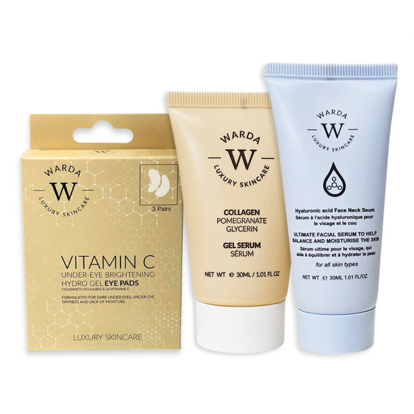 SKIN LIFTER BOOST COLLAGEN GEL SERUM 30ml+VITAMIN C UNDER-EYE BRIGHTENING HYDRO GEL x 3+ Hyaluronic acid Face Neck Serum 30ml
